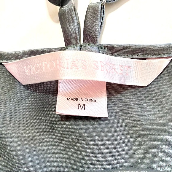 Victoria’s Secret Gray Sleepwear Nightie Slip Dress Large Spaghetti Straps Lace - Picture 7 of 11